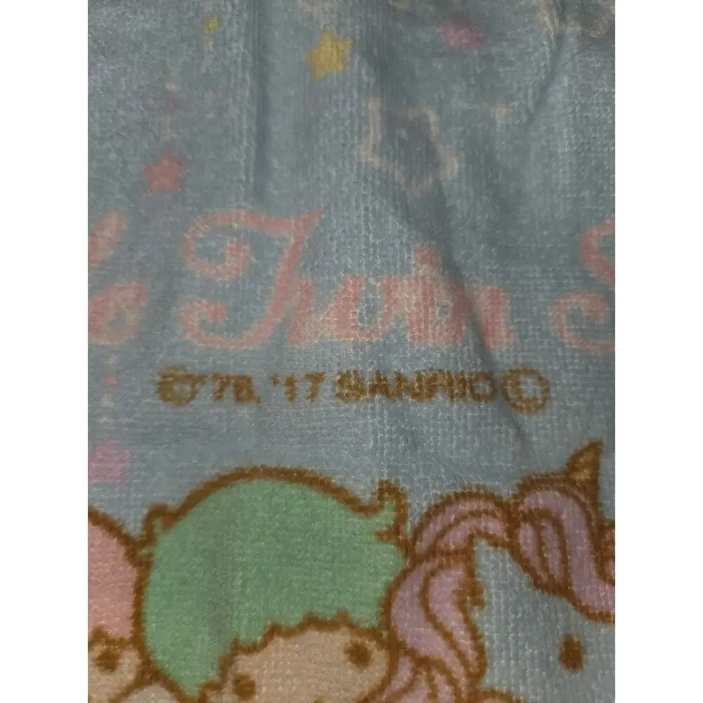 Vintage Pastel Blue Sanrio Little Twin Stars Face Towel Kiki Lala Unicorn 1976
